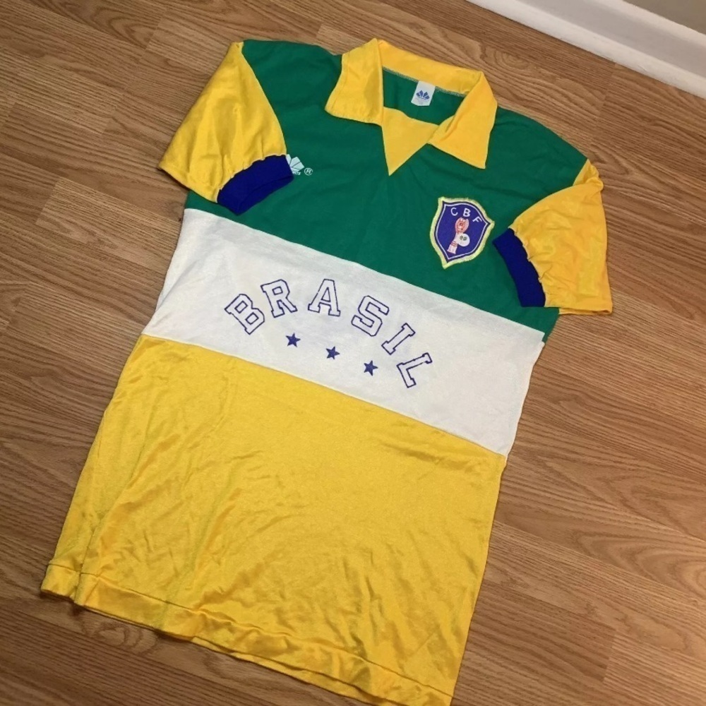 Vintage 80s CBF Brasil Brazil #10 Dias Sports Soccer Jersey Size GG/Large - Picture 10 of 10